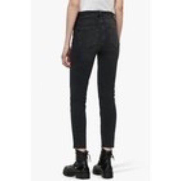 ALL SAINTS ROXANNE DISTRESSED JEANS BLACK SIZE 30 - Picture 2 of 9